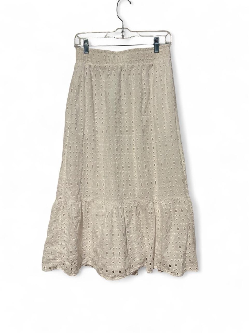NWOT cute white eyelet cotton long prairie skirt xs